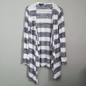 Very J Black and White Striped Cardigan Sweater